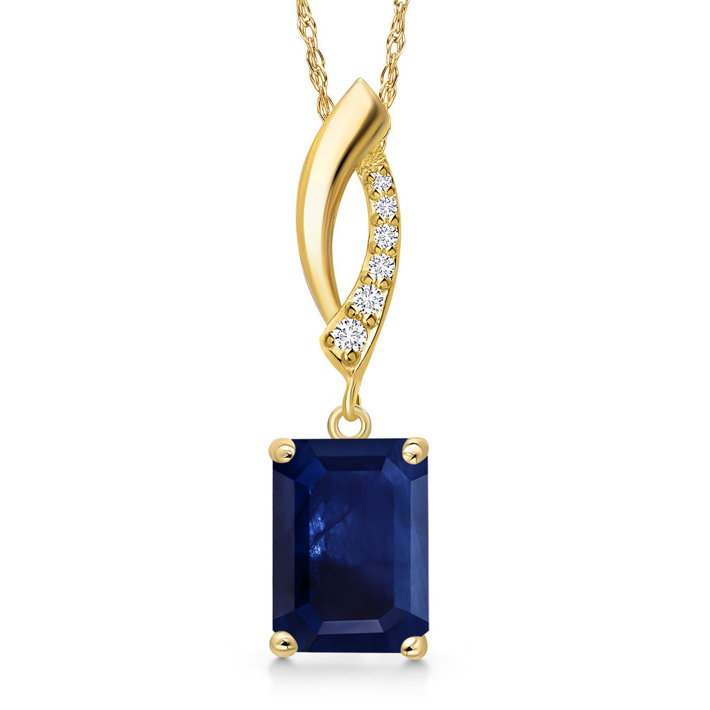 Blue Sapphire - September_Pendant in 14K Yellow Gold