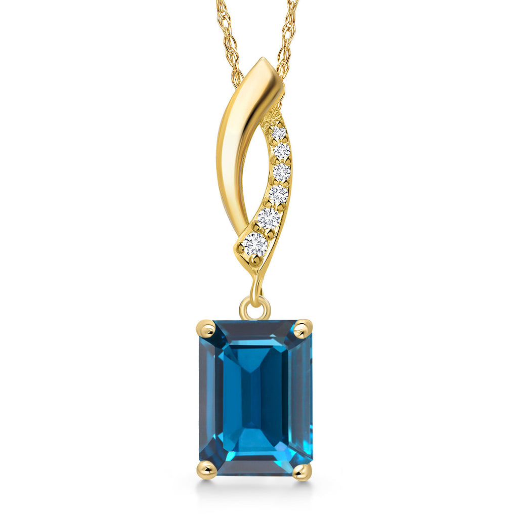 London Blue Topaz - November_Pendant in 14K Yellow Gold