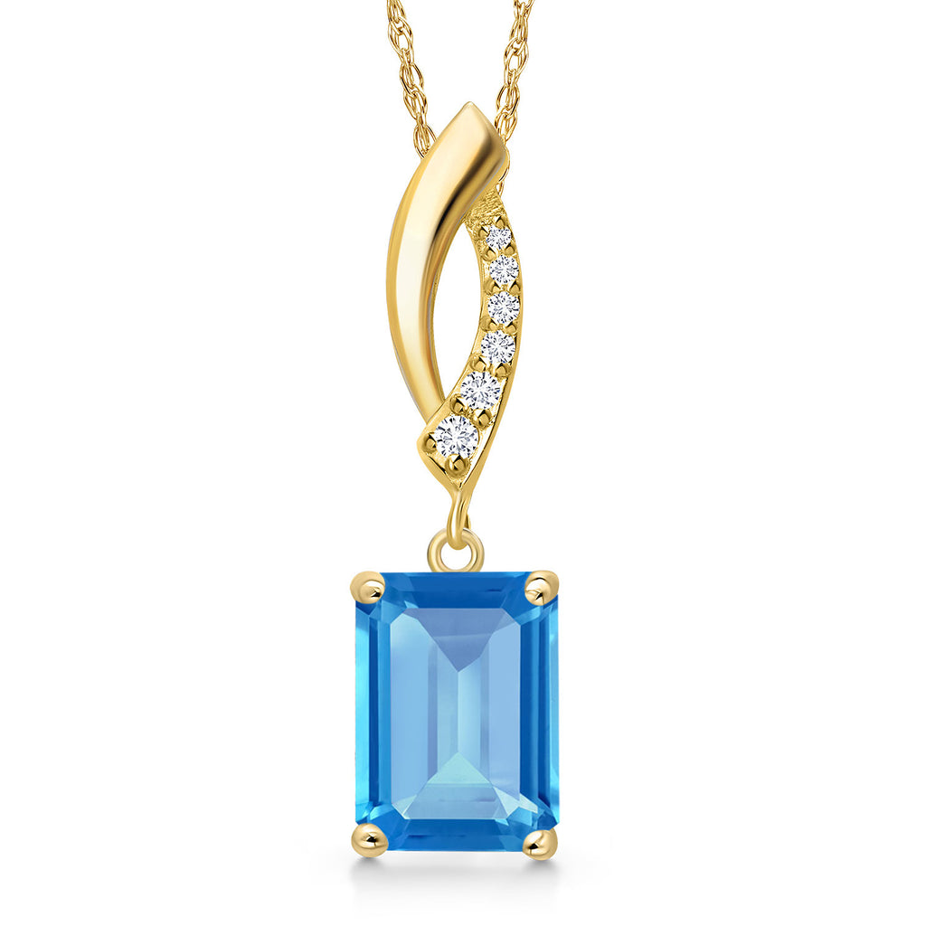 Swiss Blue Topaz - November_Pendant in 14K Yellow Gold