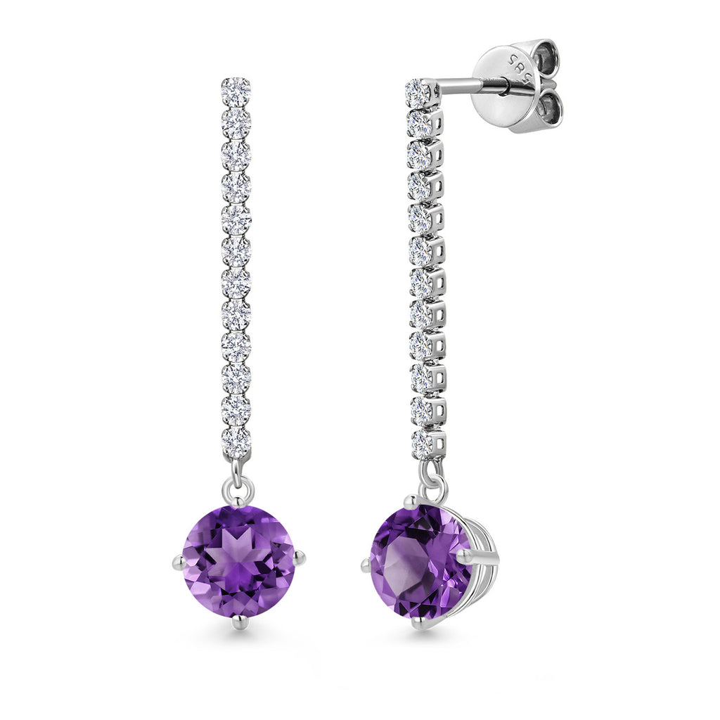 Amethyst - February_Earrings in 14K White Gold