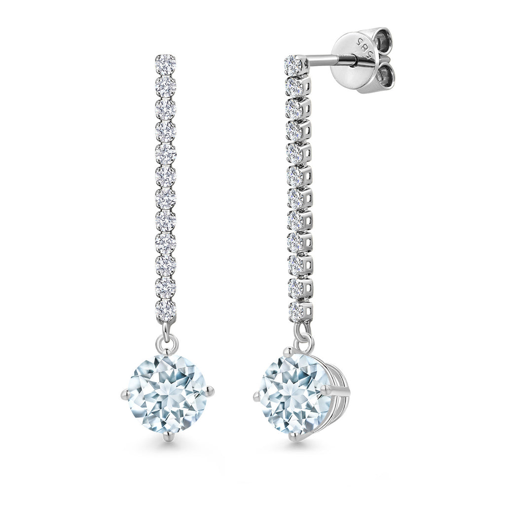 Aquamarine - March_Earrings in 14K White Gold