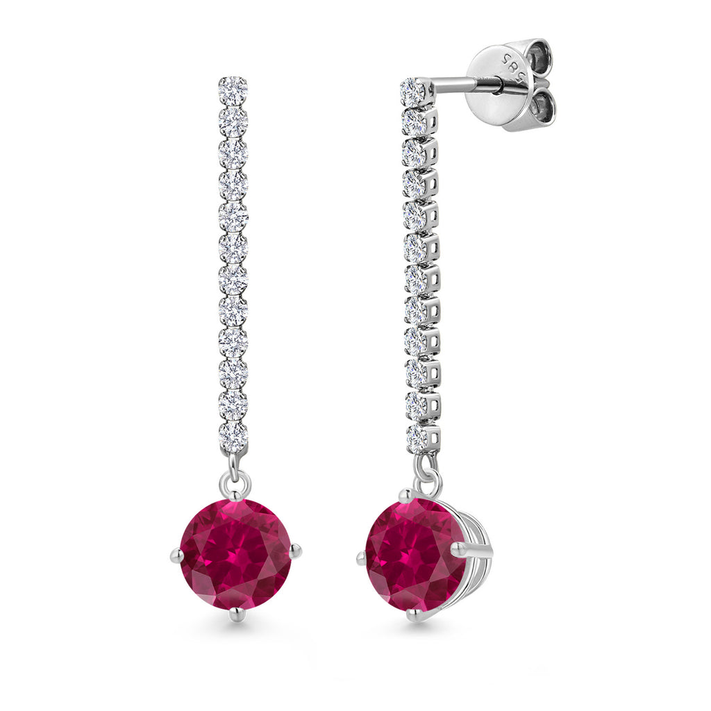 Created Ruby - July_Earrings in 14K White Gold