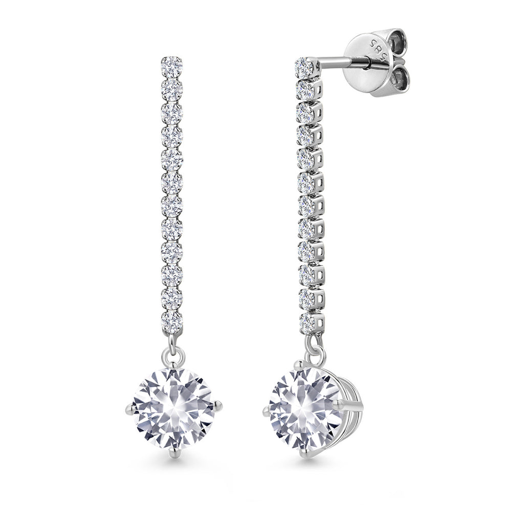White Created Sapphire - September_Earrings in 14K White Gold