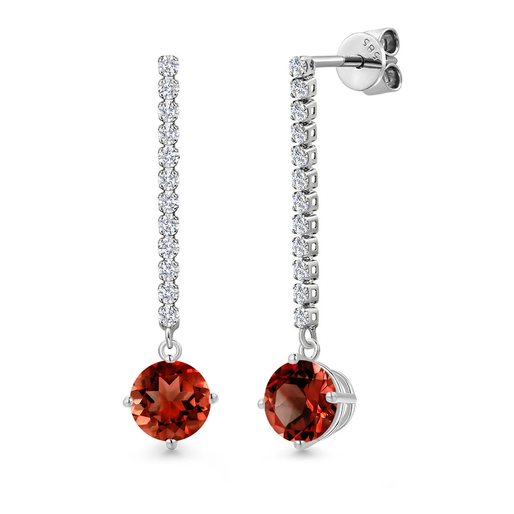 Garnet - January_Earrings in 14K White Gold