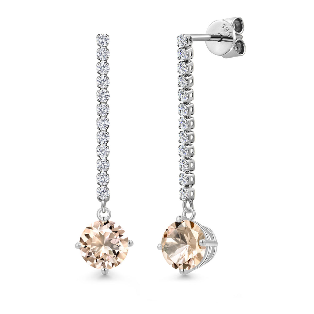 Morganite - October_Earrings in 14K White Gold