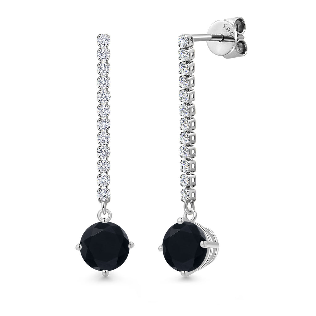 Onyx - December_Earrings in 14K White Gold
