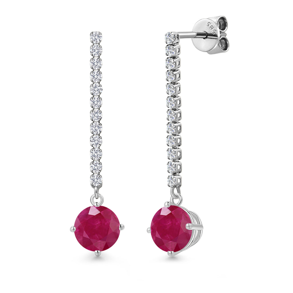 Ruby - July_Earrings in 14K White Gold