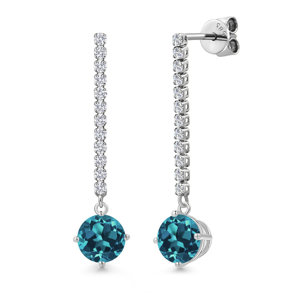 London Blue Topaz - November_Earrings in 14K White Gold