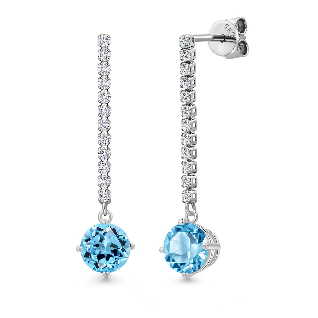 Swiss Blue Topaz - November_Earrings in 14K White Gold