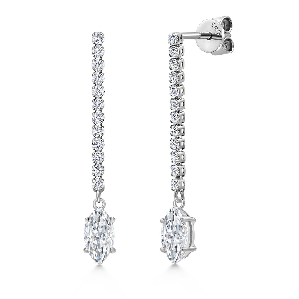 White Moissanite - April_Earrings in 14K White Gold