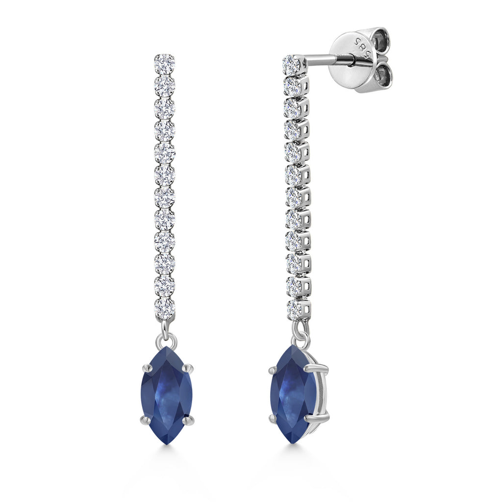 Blue Sapphire - September_Earrings in 14K White Gold