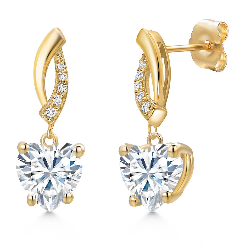 White Moissanite - April_Earrings in 14K Yellow Gold