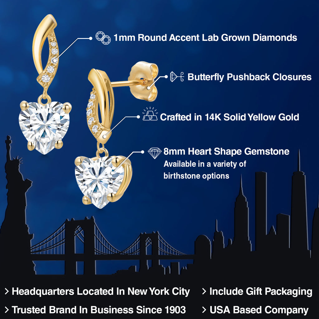 White Moissanite - April_Earrings in 14K Yellow Gold