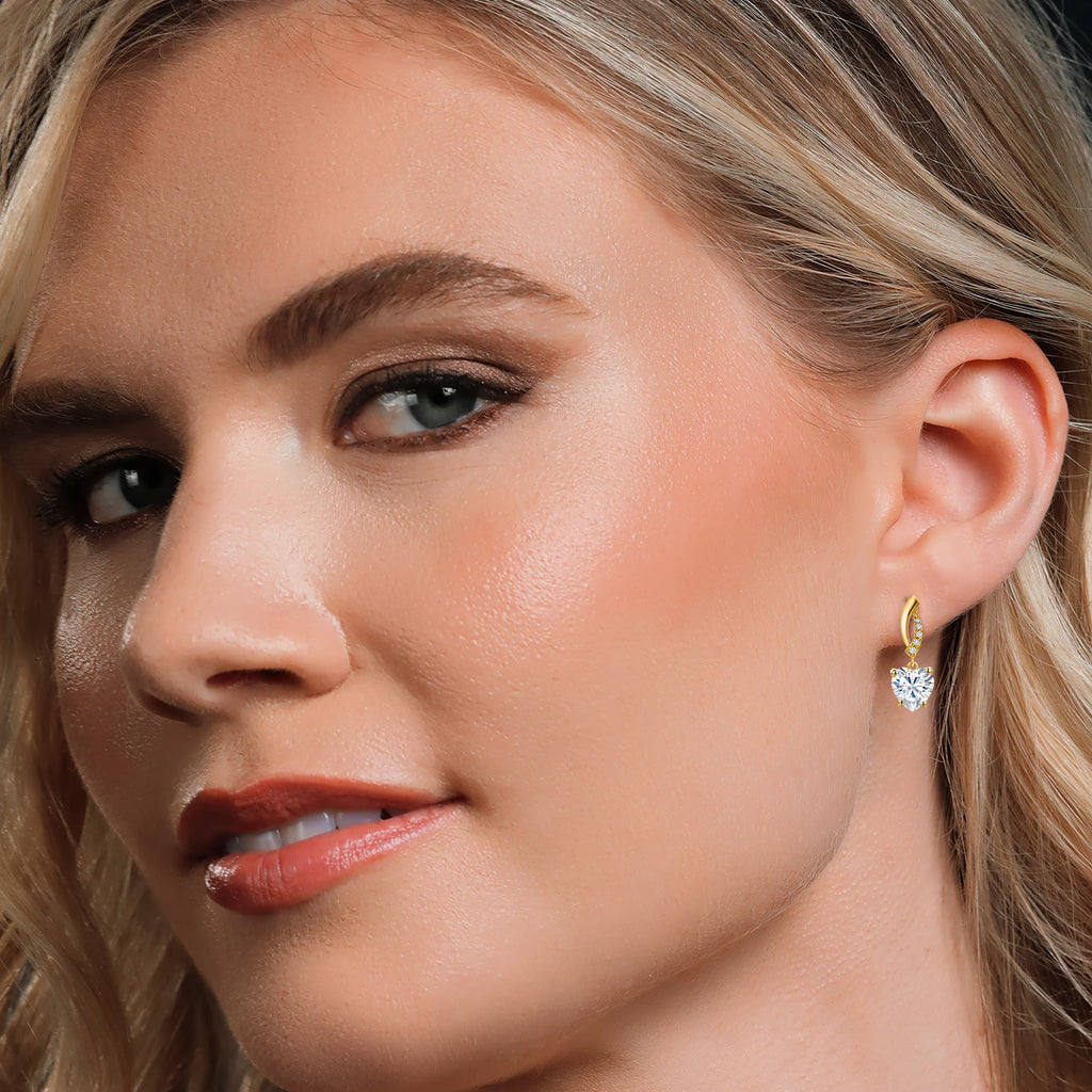 White Moissanite - April_Earrings in 14K Yellow Gold