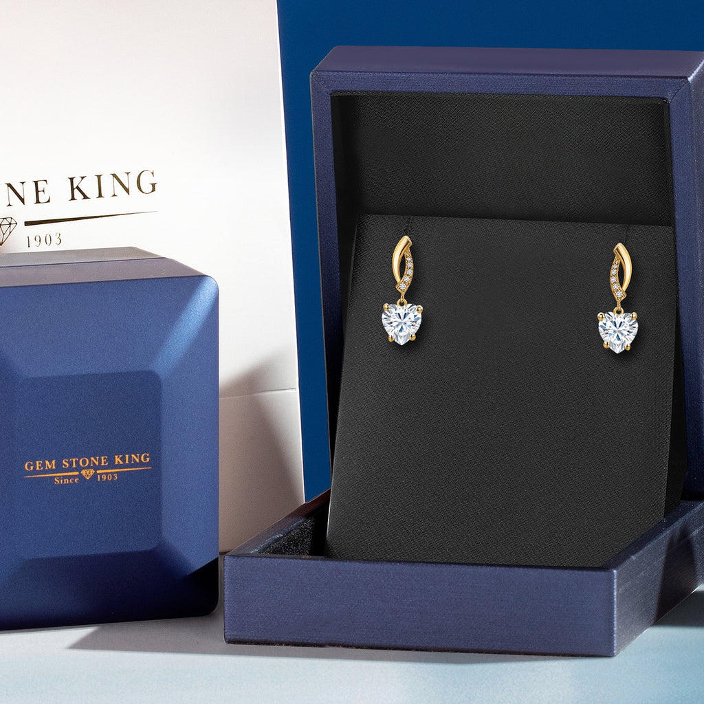 White Moissanite - April_Earrings in 14K Yellow Gold