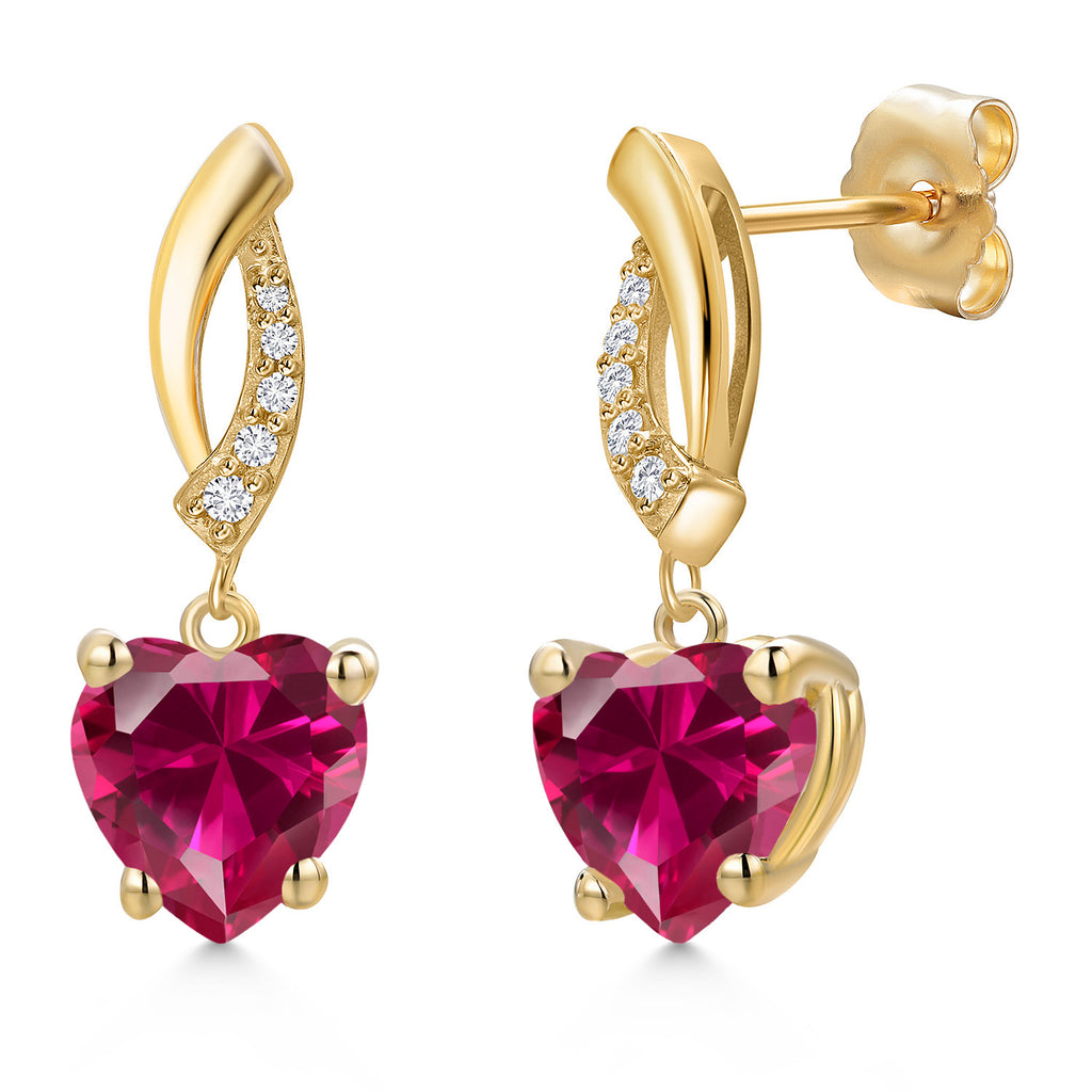 Created Ruby - July_Earrings in 14K Yellow Gold