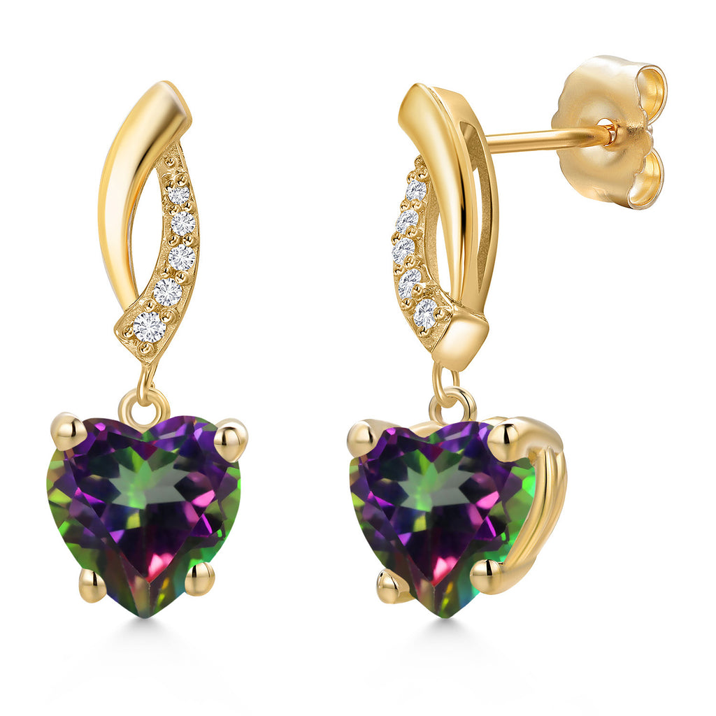 Green Mystic Topaz_Earrings in 14K Yellow Gold
