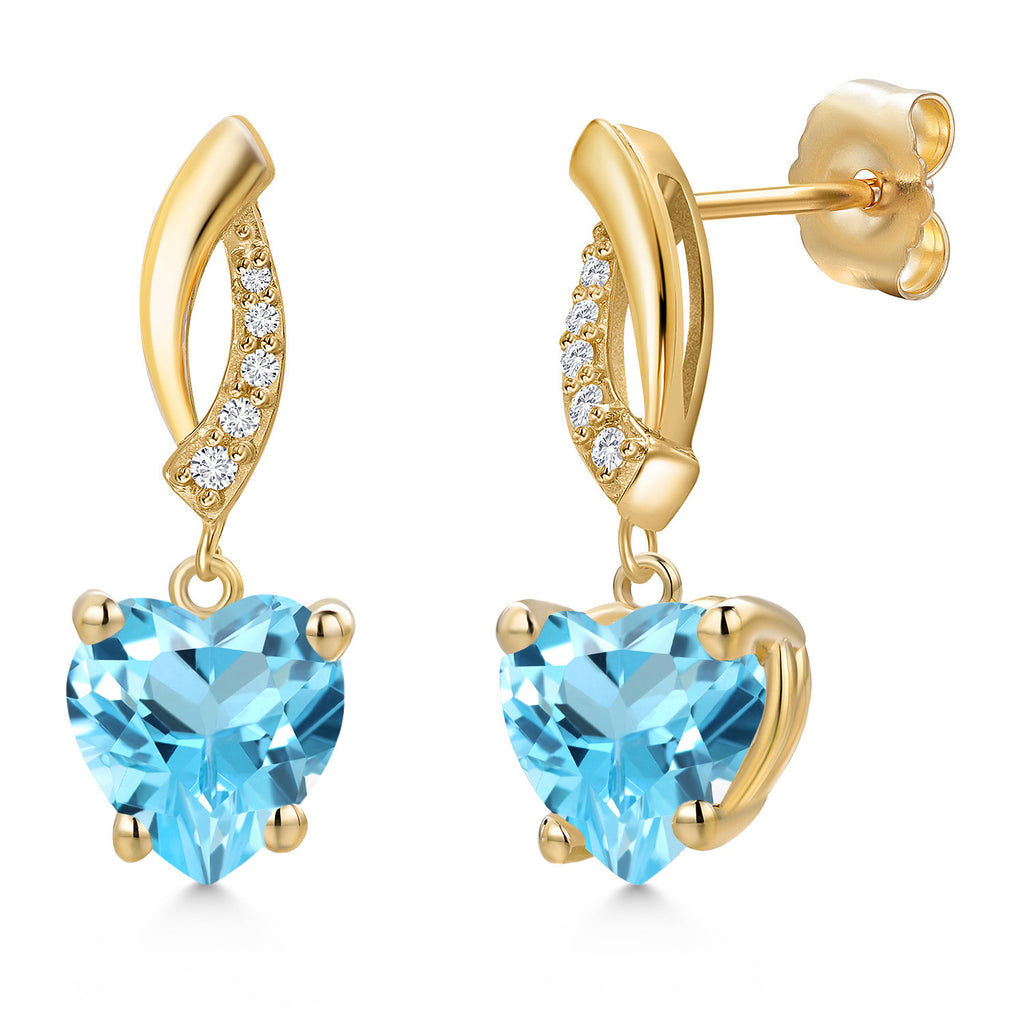 Swiss Blue Topaz - November_Earrings in 14K Yellow Gold