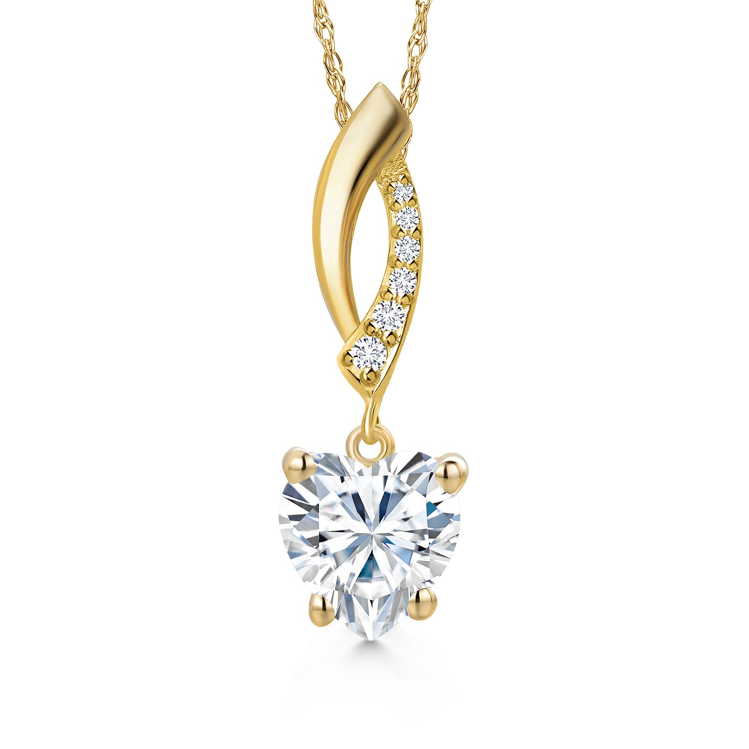 White Moissanite - April_Pendant in 14K Yellow Gold