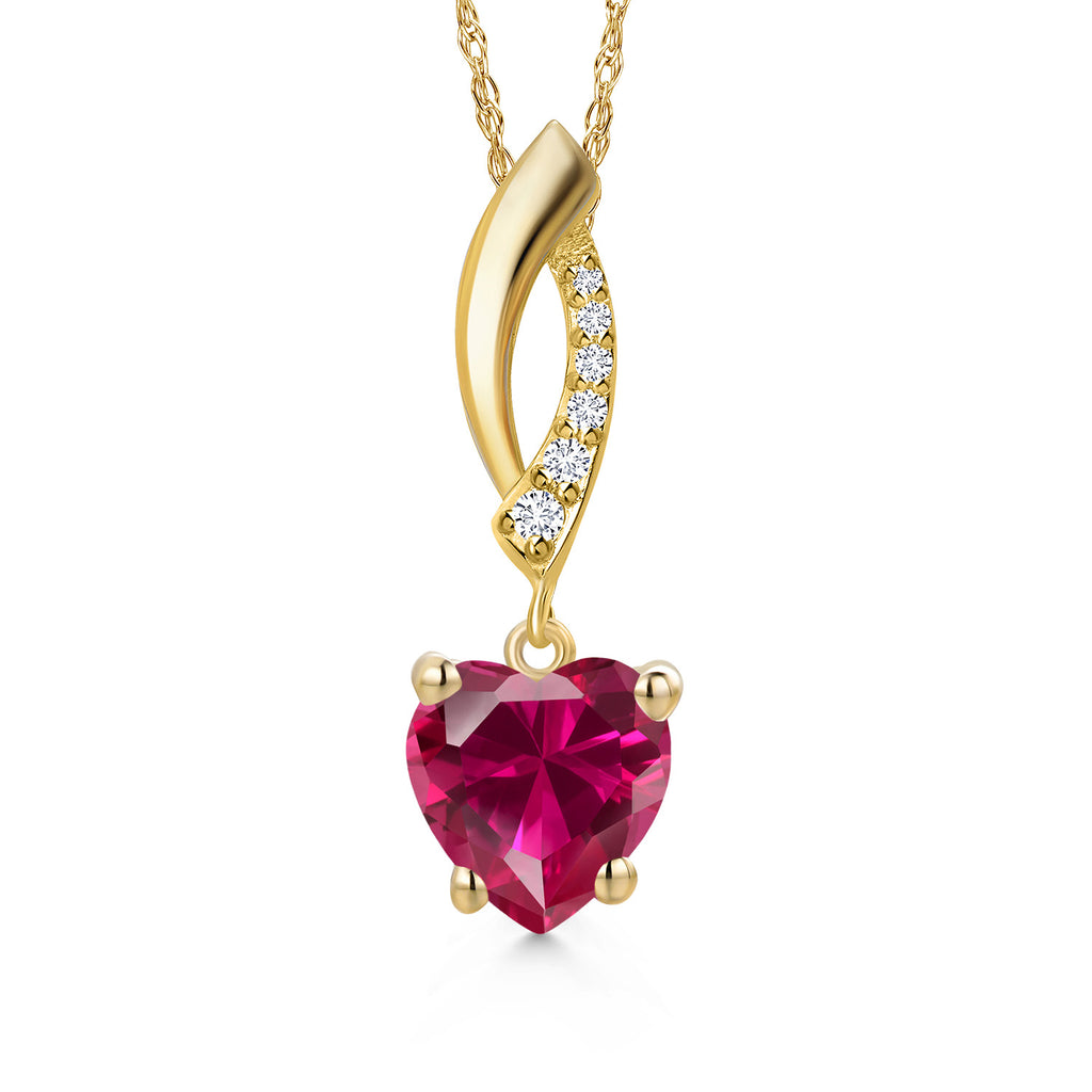 Created Ruby - July_Pendant in 14K Yellow Gold