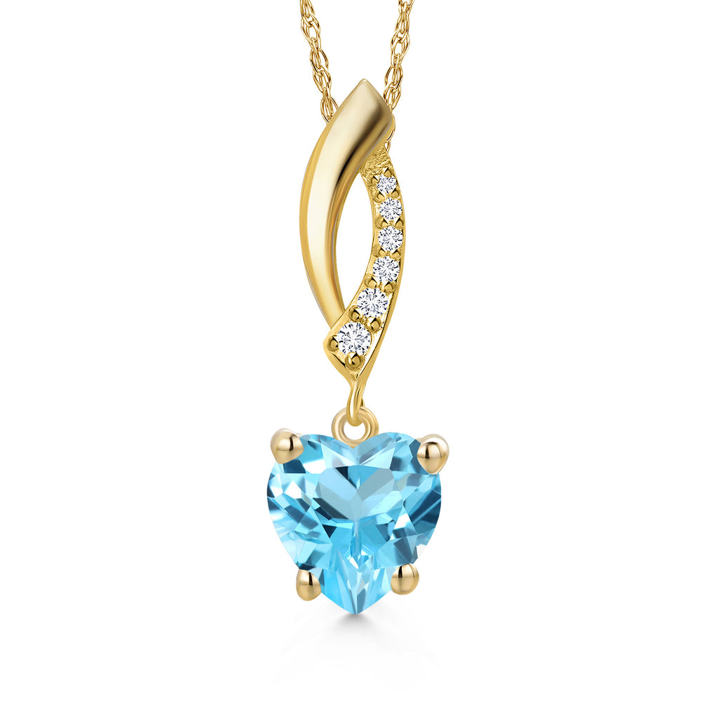 Swiss Blue Topaz - November_Pendant in 14K Yellow Gold