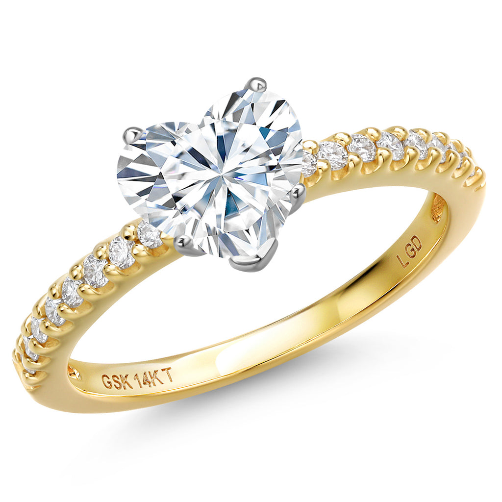 White Moissanite - April_7_Ring in 14K Two Tone Gold