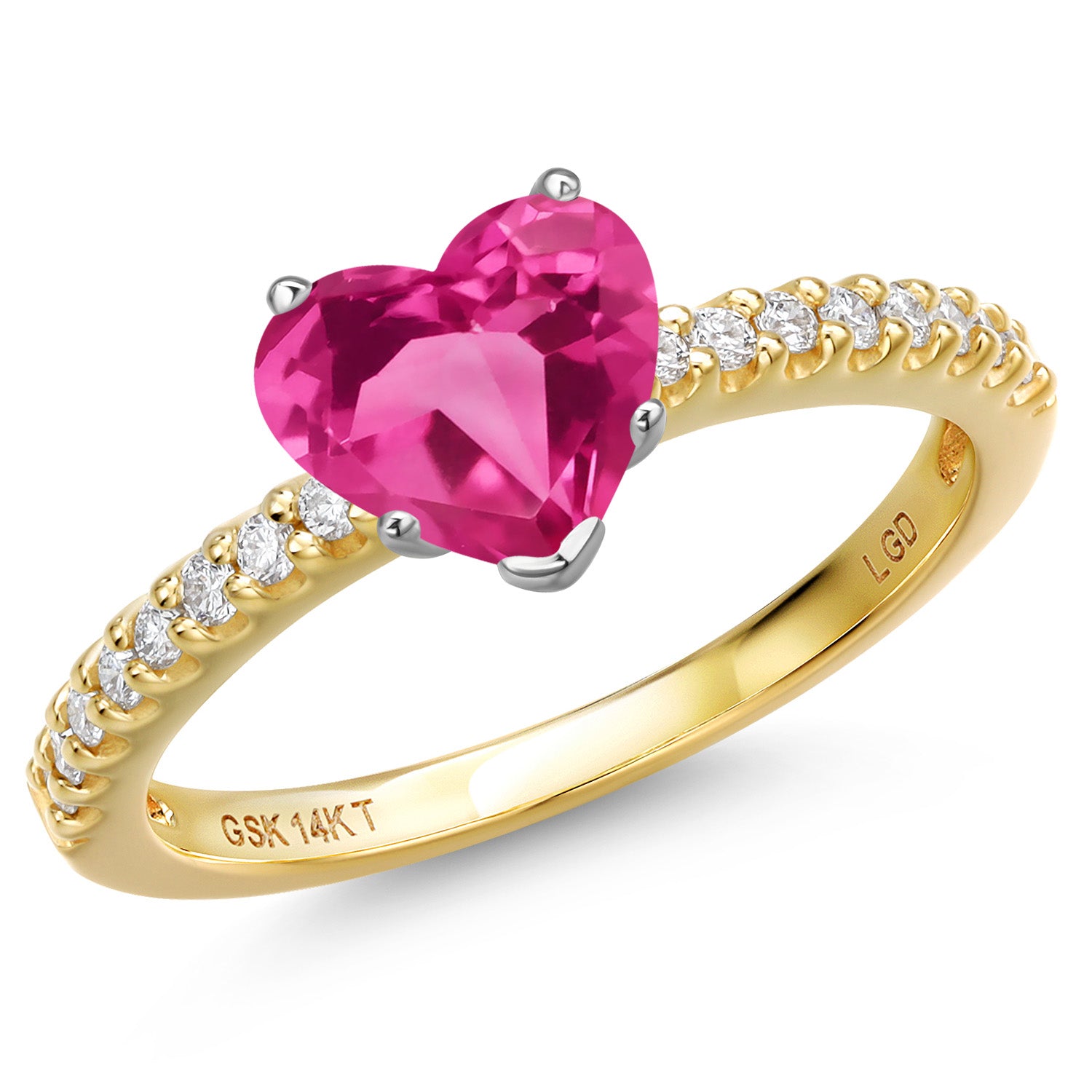 Pink Created Sapphire - September_6_Ring in 14K Two Tone Gold