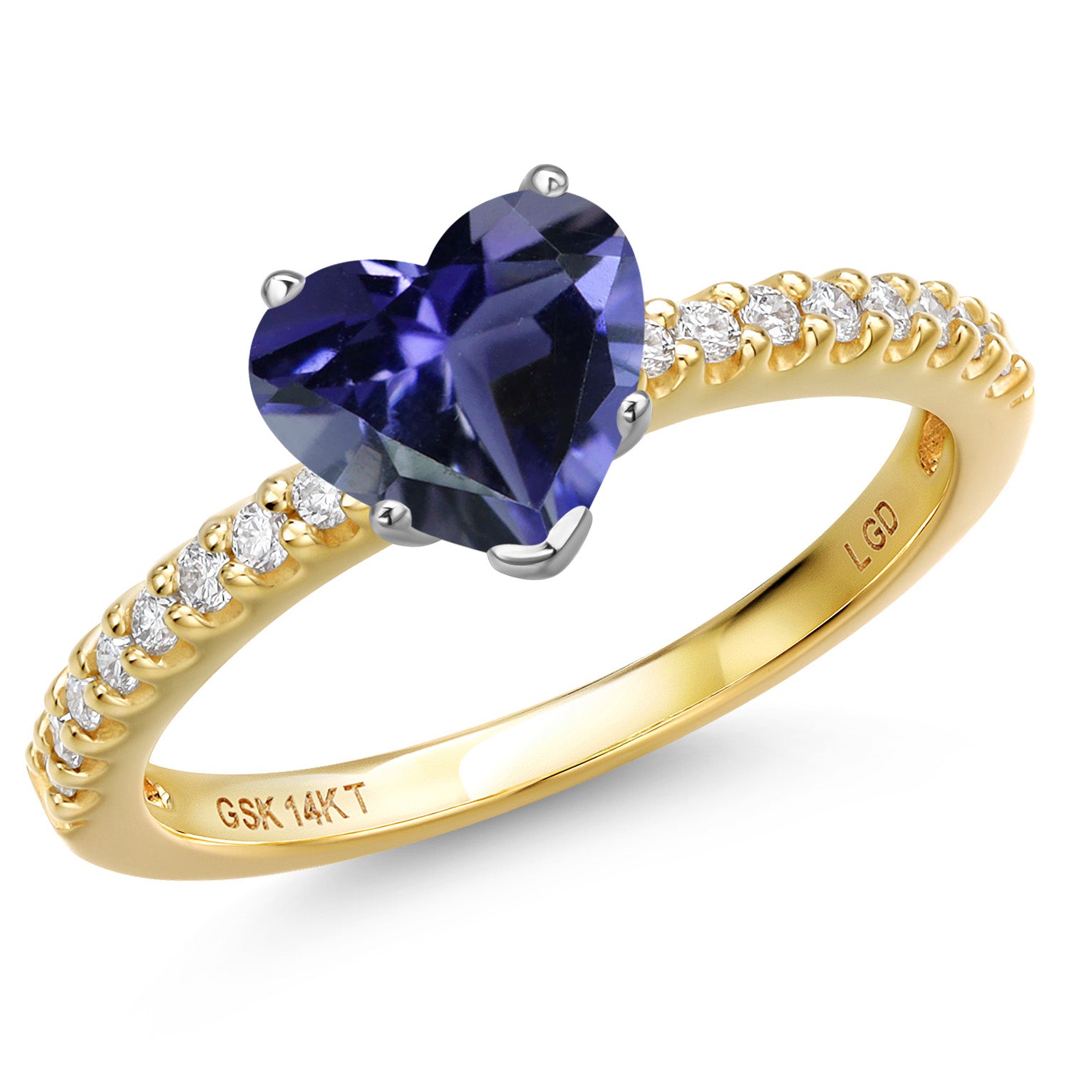 Blue Iolite_8_Ring in 14K Two Tone Gold