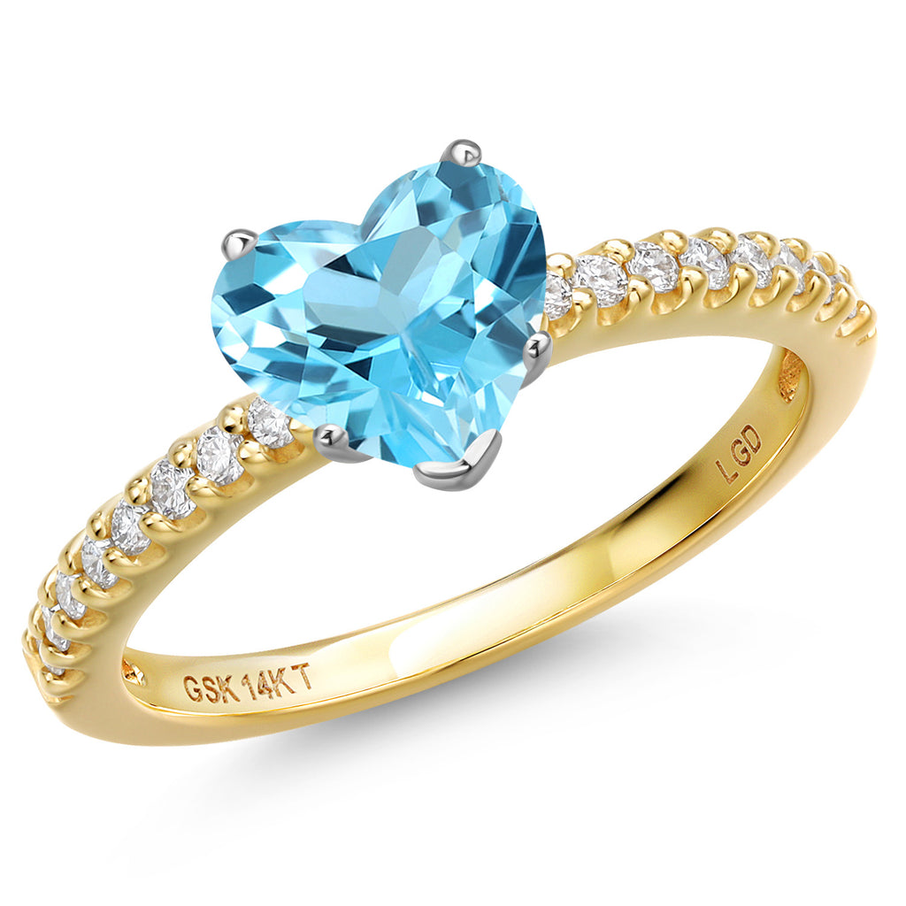 Swiss Blue Topaz - November_8_Ring in 14K Two Tone Gold