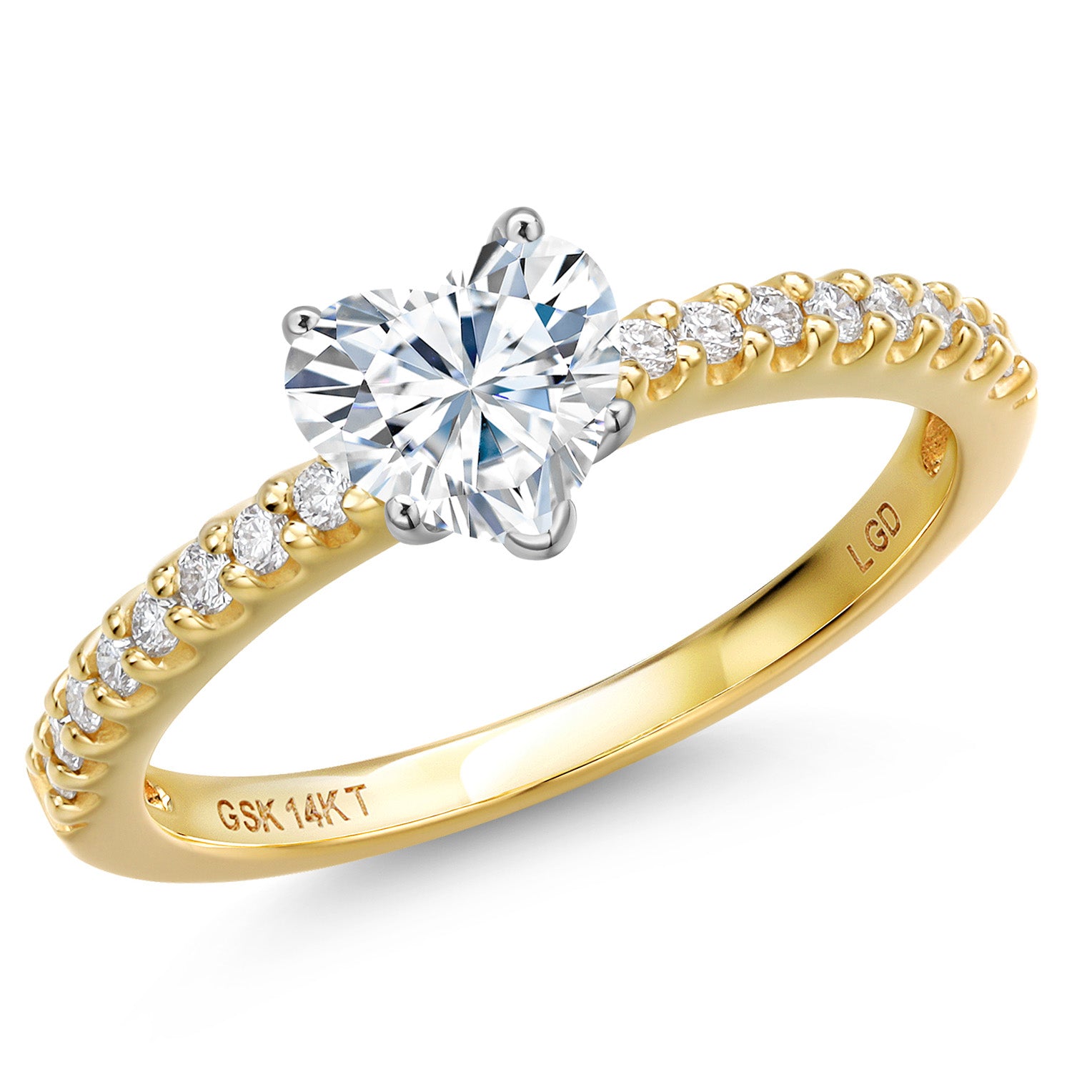 Moissanite and Lab Grown Diamond_5_Ring in 14K Two Tone Gold