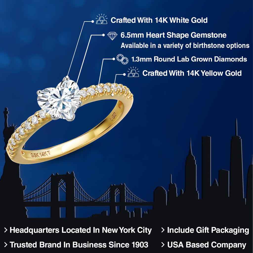 Moissanite and Lab Grown Diamond_5_Ring in 14K Two Tone Gold