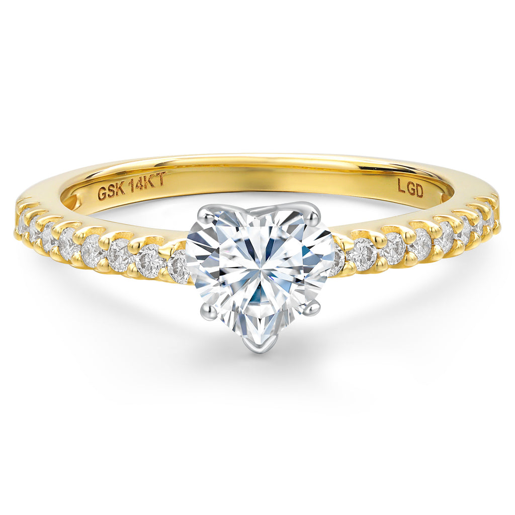 Moissanite and Lab Grown Diamond_5_Ring in 14K Two Tone Gold