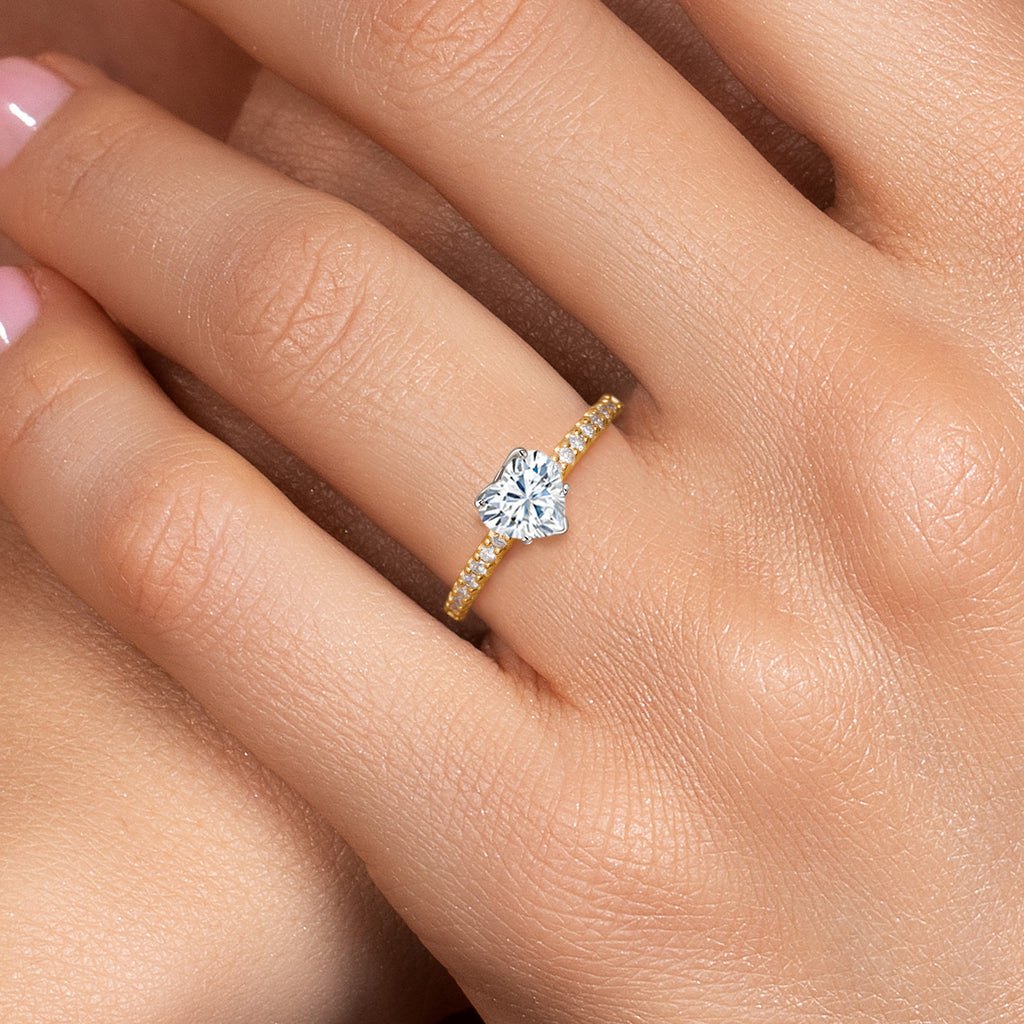 Moissanite and Lab Grown Diamond_5_Ring in 14K Two Tone Gold