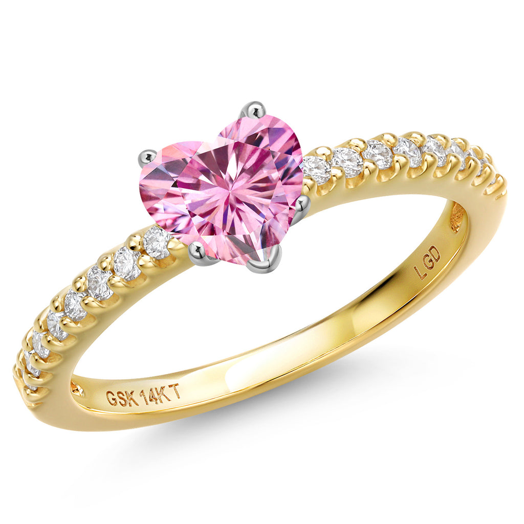 Pink Moissanite - April_7_Ring in 14K Two Tone Gold