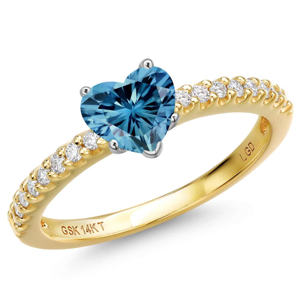 Persian Blue Moissanite - April_8_Ring in 14K Two Tone Gold