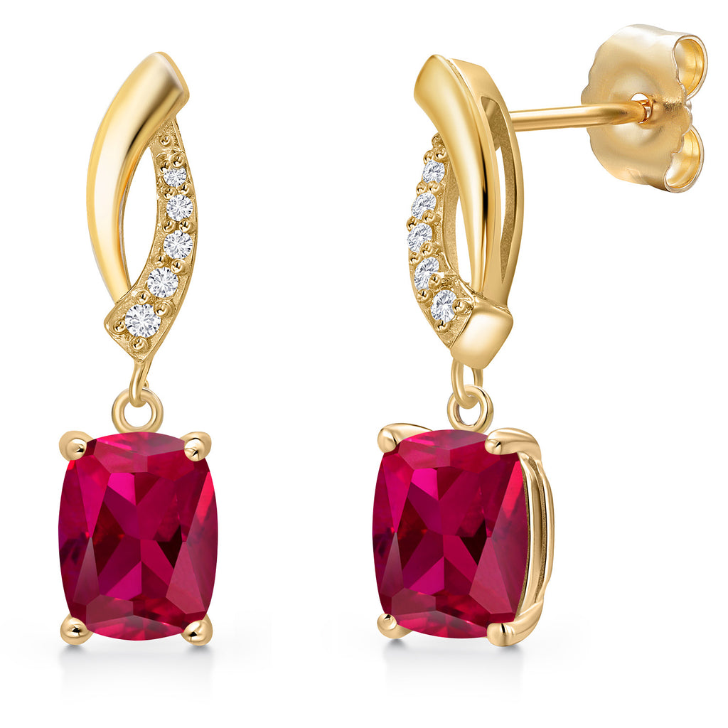 Created Ruby - July_Earrings in 14K Yellow Gold