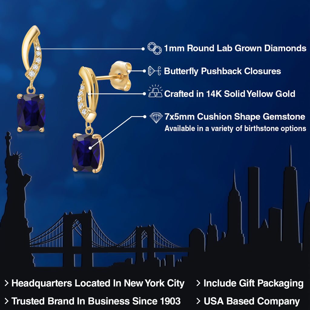 Blue and E - F_Earrings in 14K Yellow Gold