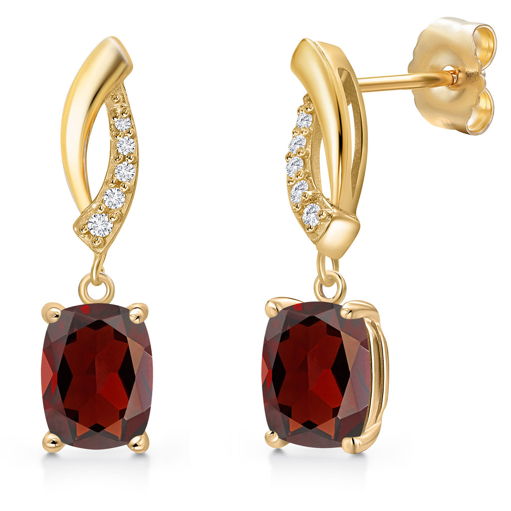 Garnet - January_Earrings in 14K Yellow Gold