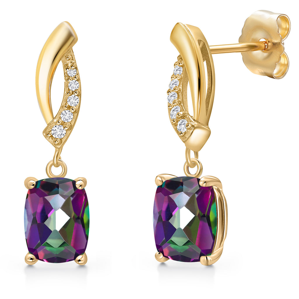 Green Mystic Topaz_Earrings in 14K Yellow Gold