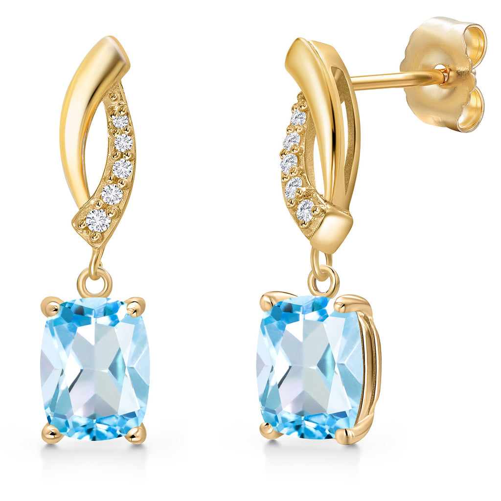 Sky Blue Topaz - November_Earrings in 14K Yellow Gold