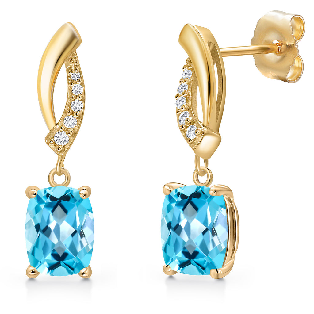 Swiss Blue Topaz - November_Earrings in 14K Yellow Gold