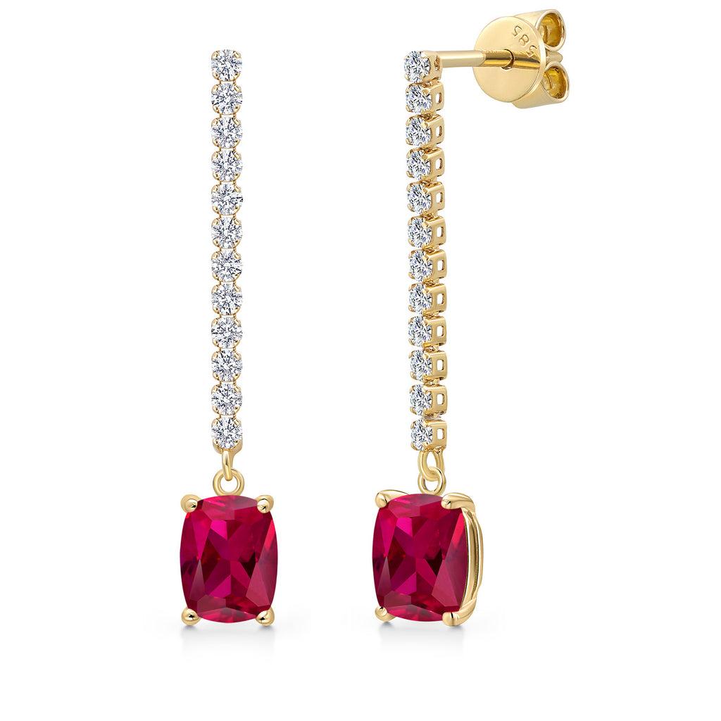 Created Ruby - July_Earrings in 14K Yellow Gold