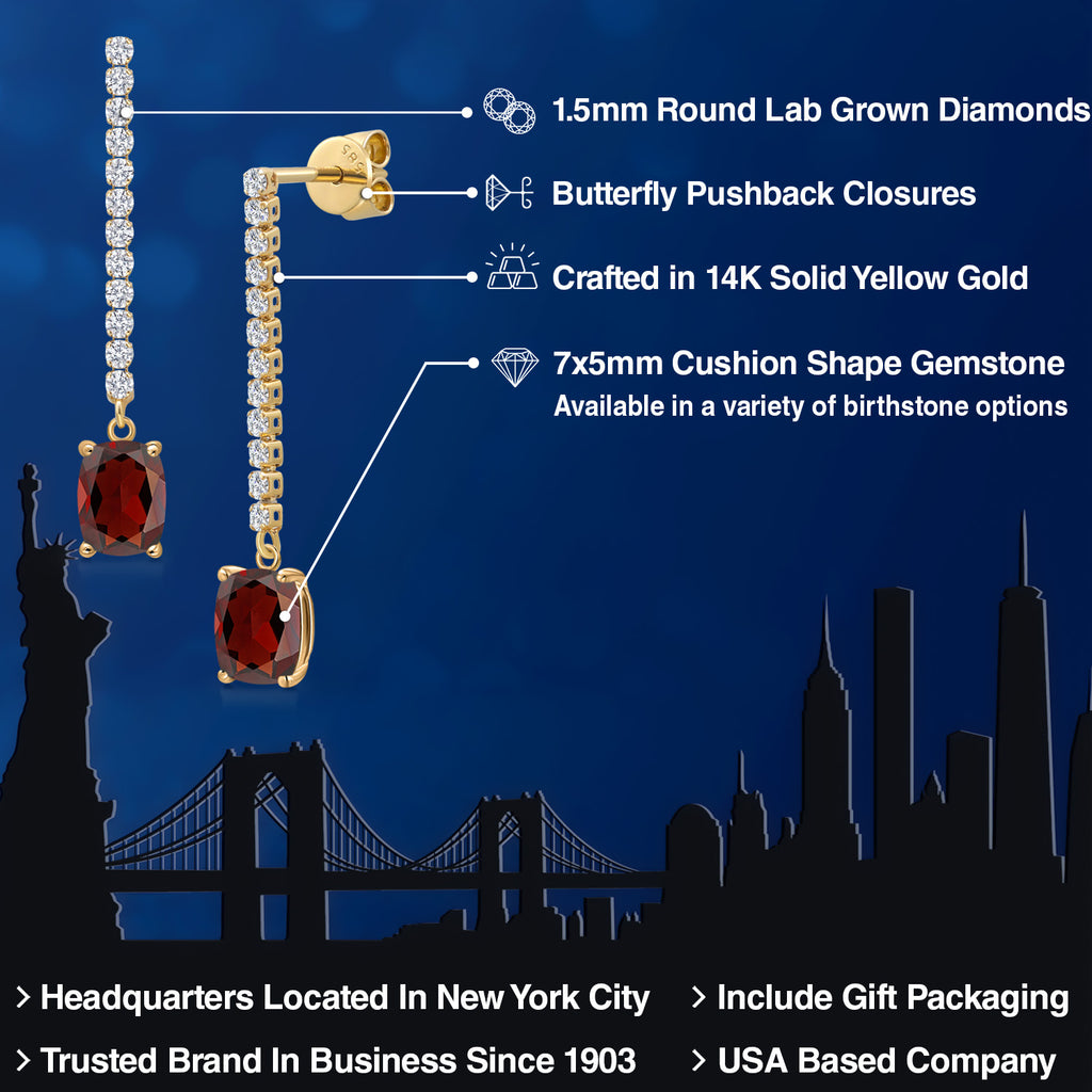 Red and E - F_Earrings in 14K Yellow Gold