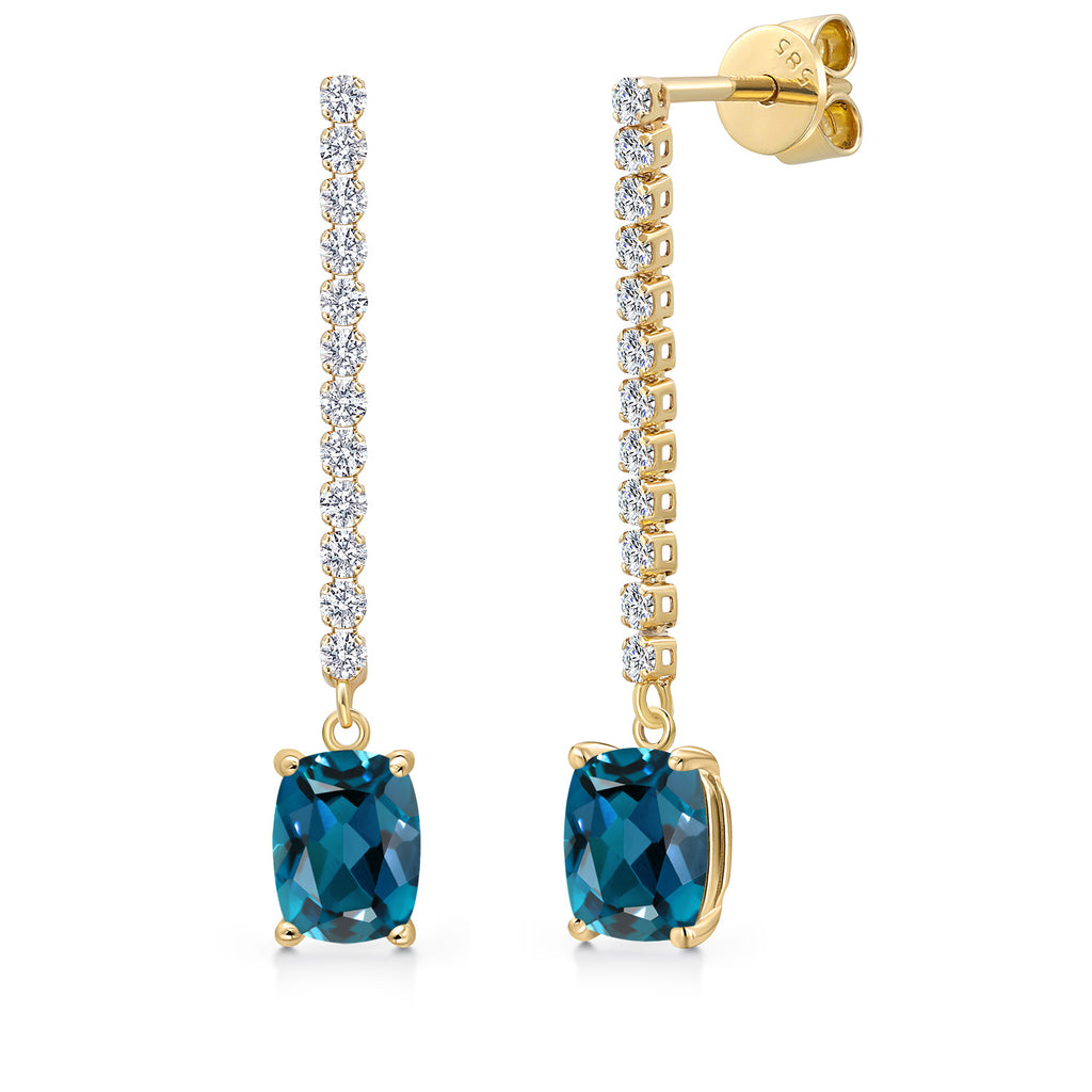 London Blue Topaz - November_Earrings in 14K Yellow Gold