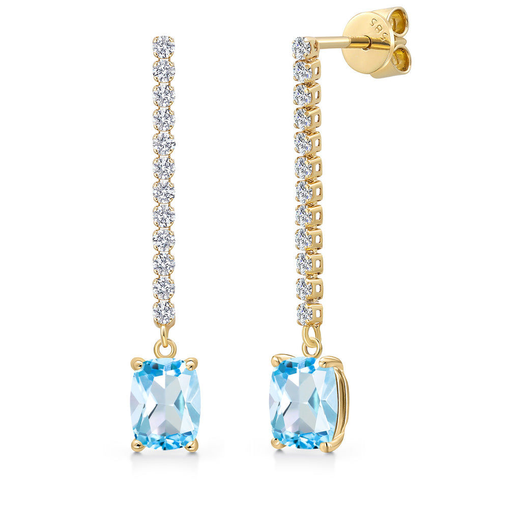 Sky Blue Topaz - November_Earrings in 14K Yellow Gold