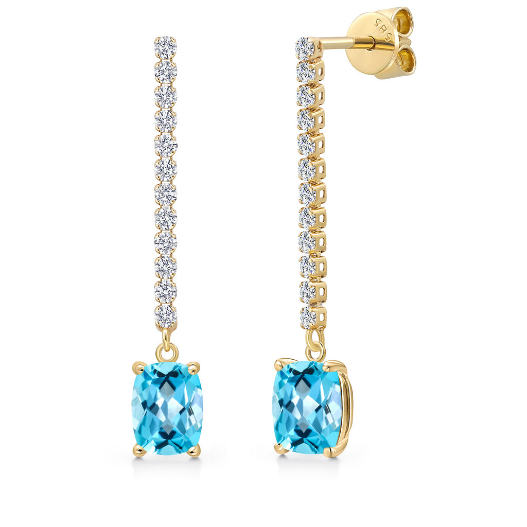 Swiss Blue Topaz - November_Earrings in 14K Yellow Gold