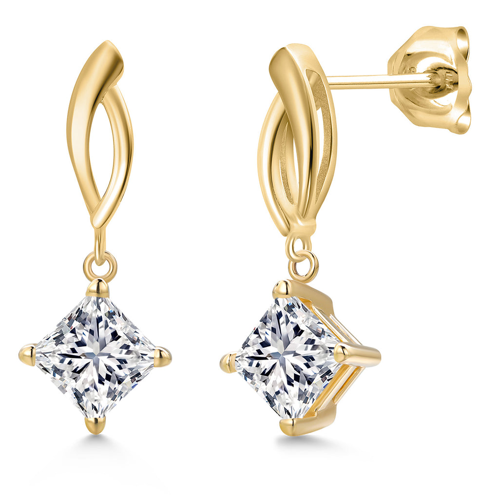 2.00 Cttw_Princess Cut_Earrings in 10K Yellow Gold