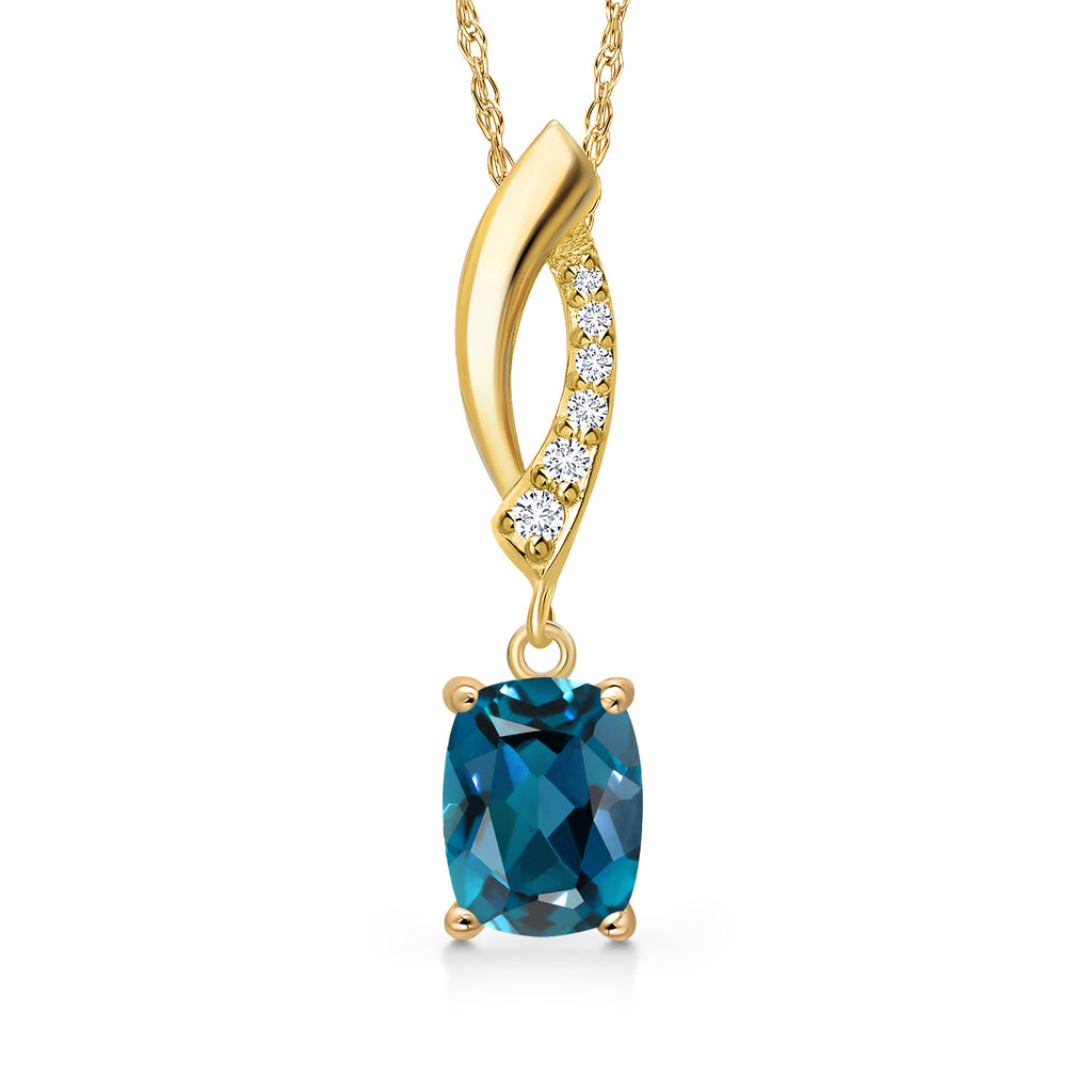 London Blue Topaz - November_Pendant in 14K Yellow Gold