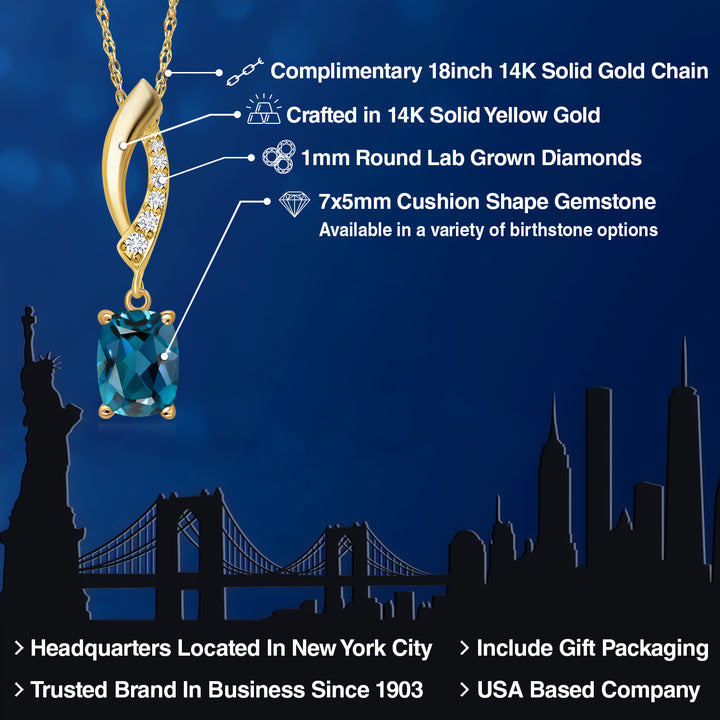 Topaz and Lab Grown Diamond_Pendant in 14K Yellow Gold