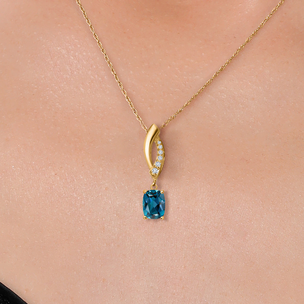 Topaz and Lab Grown Diamond_Pendant in 14K Yellow Gold